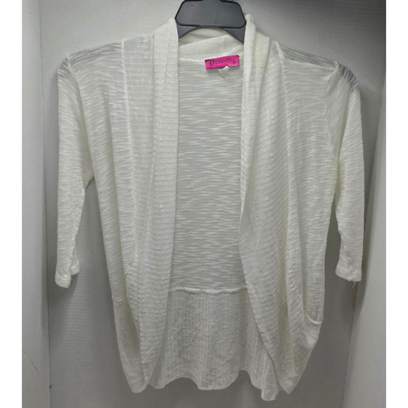 Femanding Sweaters - Women's Femanding White Open Front Cardigan S
